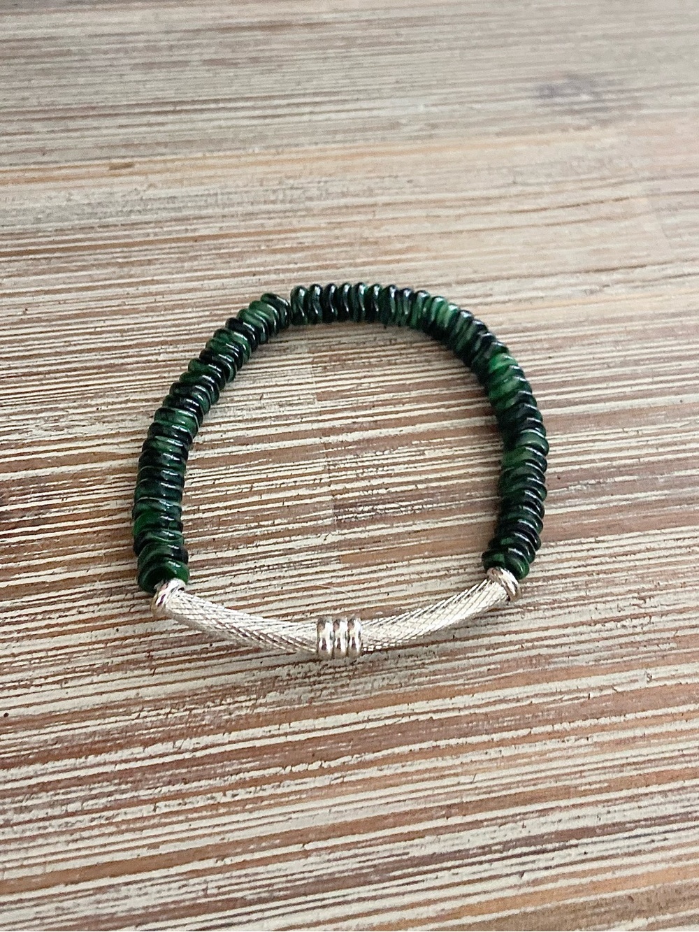 Evergreen Grove Heishi Stretch Bracelet